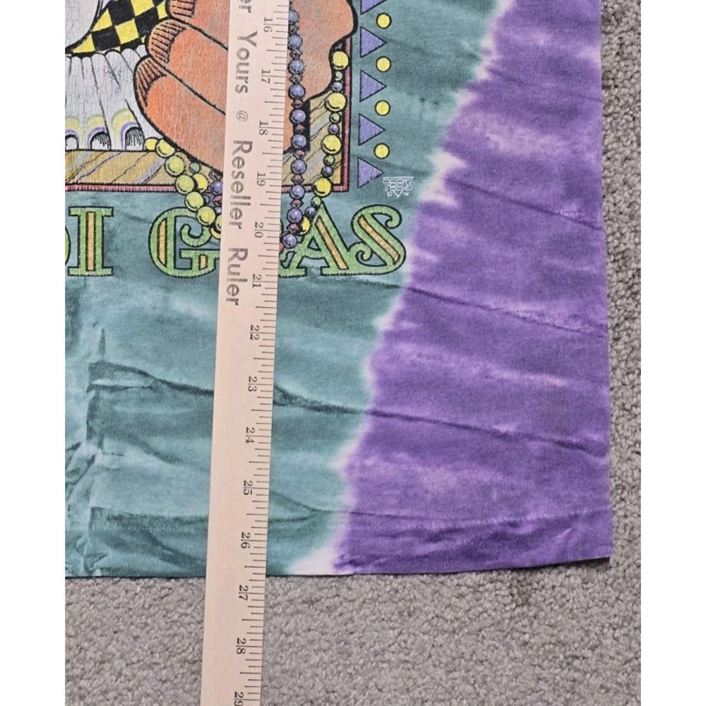 VTG Chopped Single Stitch Mardi Gras T Shirt Tie Dye Mens L 80s Screen Stars - Picture 14 of 16